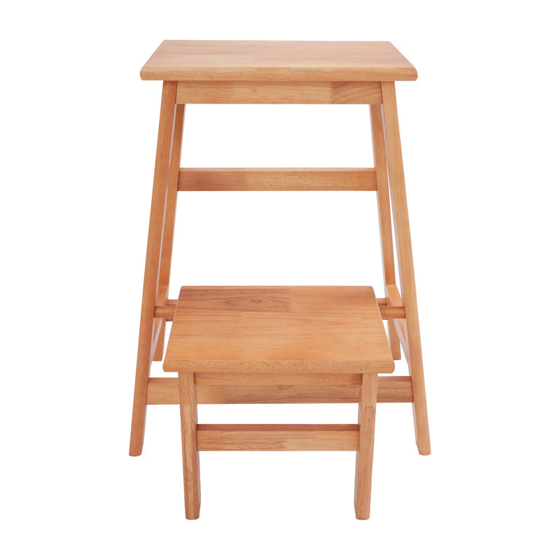 2-Step Wood Folding Step Stool, Brown