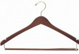 Cintre en bois profilé avec barre de verrouillage pour costume / manteau