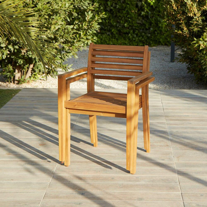 Sirmans 4 - Person Wood Patio Dining Set with Rectangular Table, No Umbrella (with Cream Cushions)