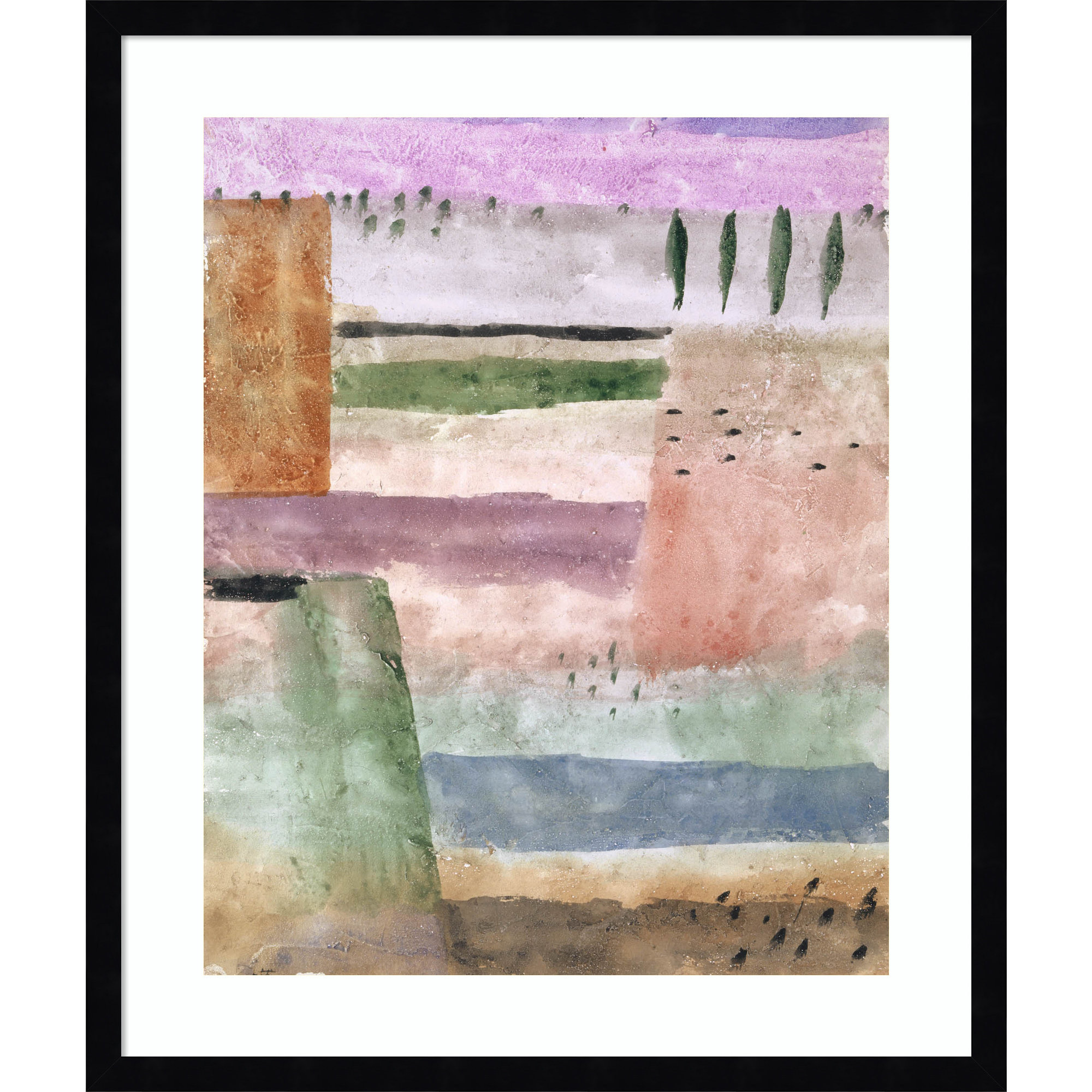 Landscape with Poplars by Paul Klee Wood Framed Wall Art Print, 25" H x 21" W, Black 