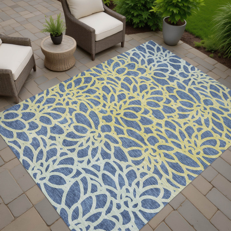 Machine Washable Indoor/Outdoor Chantille ACN2412 Botanical Rug, Rectangle 2'6" x 3'10"