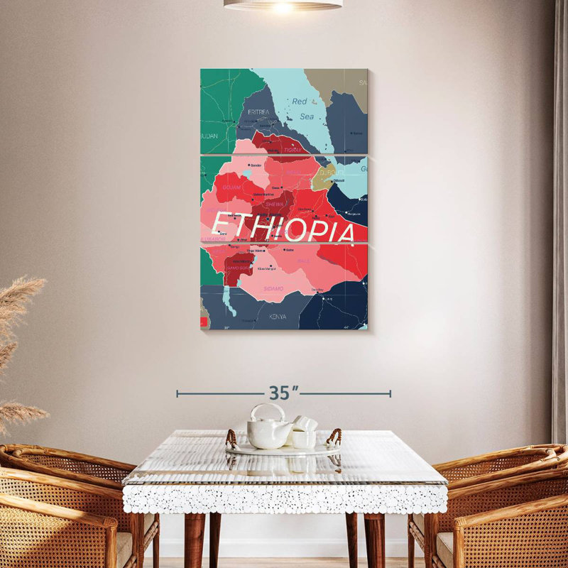 Aliaz, Éthiopie, carte détaillée, H 45 po x l 28 po