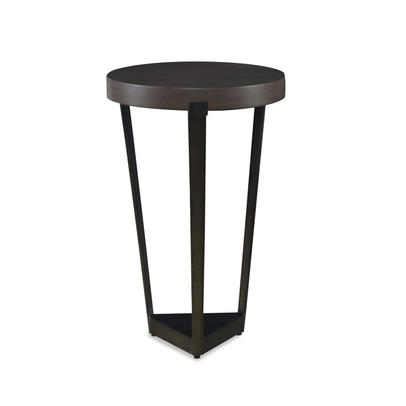 Caribe Solid Wood End Table, Mink Gray, Black