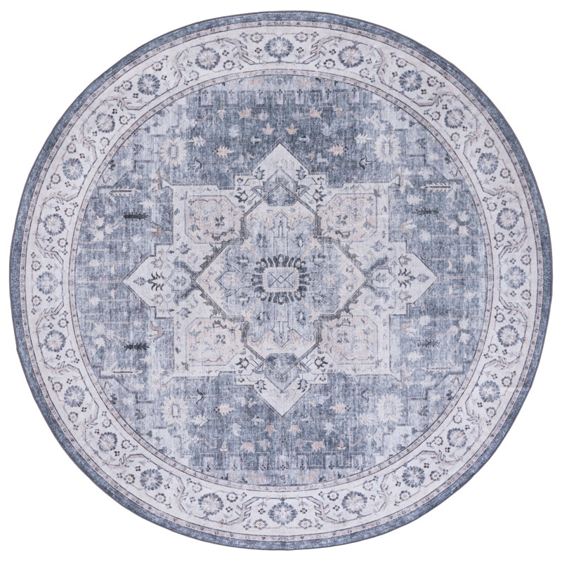Arizona Performance Machine Washable Oriental Indoor Rug, Round 6'