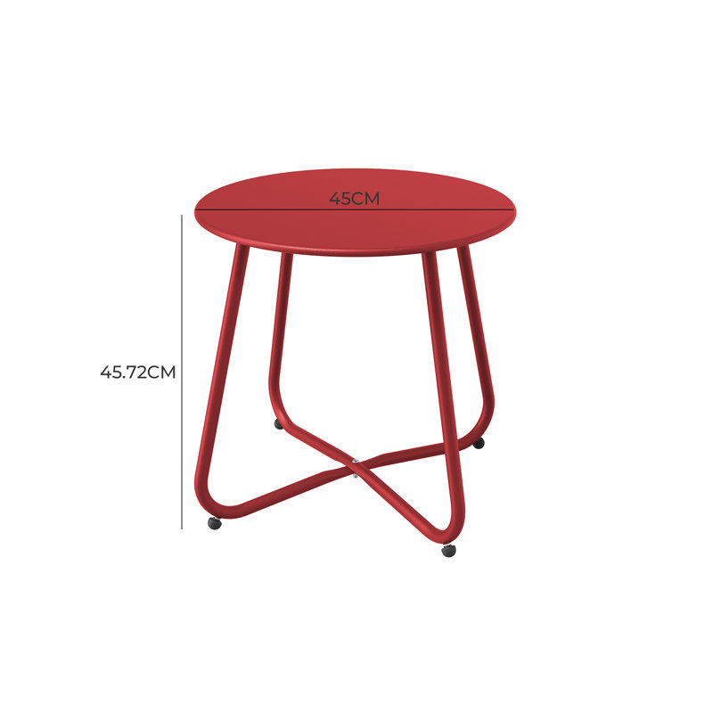 Ebern Round Outdoor Side Table, Red