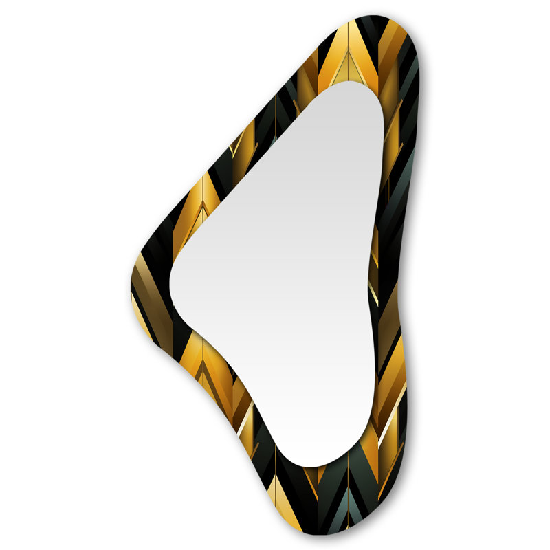 Motif à chevrons glamour noir et doré - Formes asymétriques à chevrons - Grand miroir mural moderne