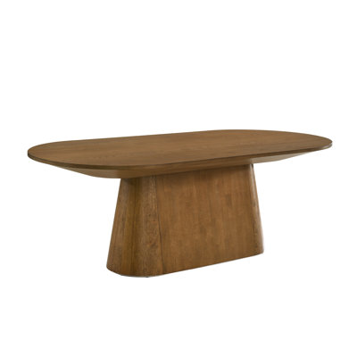 Danyel 88-Inch Oval Dining Table, Walnut Finish – Modern Oval Wood Dining Table With Sculptural Pedestal Base, Seats 8