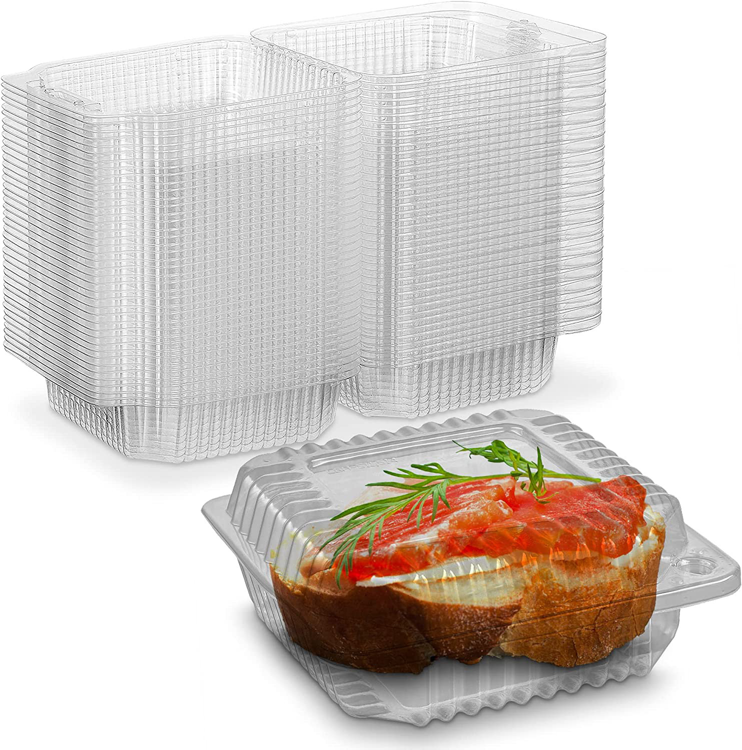 Dema Clear Plastic Containers with Hinged Lid (Set of 20) Prep & Savour