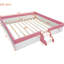 Très grande base de lit tapissier très grand avec clôture et escalier, combinaison rose et blanc, tissu éponge confortable, 10 lattes pour un soutien à long terme, installation simple et durable, facile à assembler