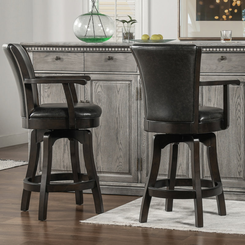 Meola Swivel Upholstered Counter Stool with Solid Wood Frame, Counter Stool (27” Seat Height)