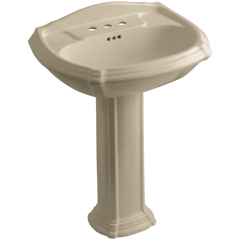lavabo de salle de bain avec trop-plein 27" en céramique Portrait®, Beige, Centres de 4 po
