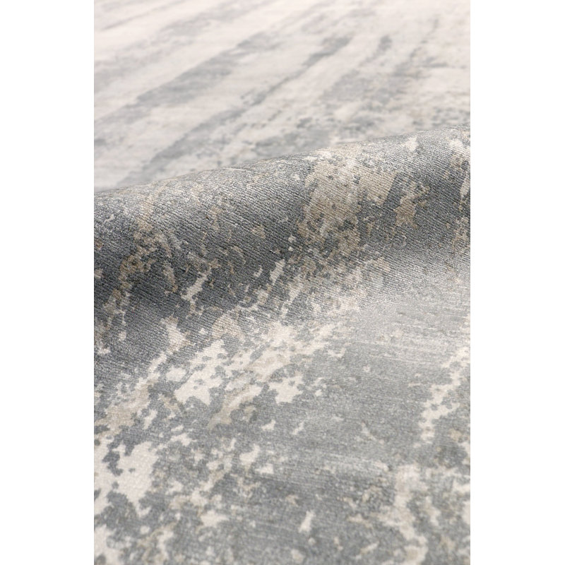 Beverly Abstract Area Rug in Grey / Ivory, Rectangle 12' x 14'