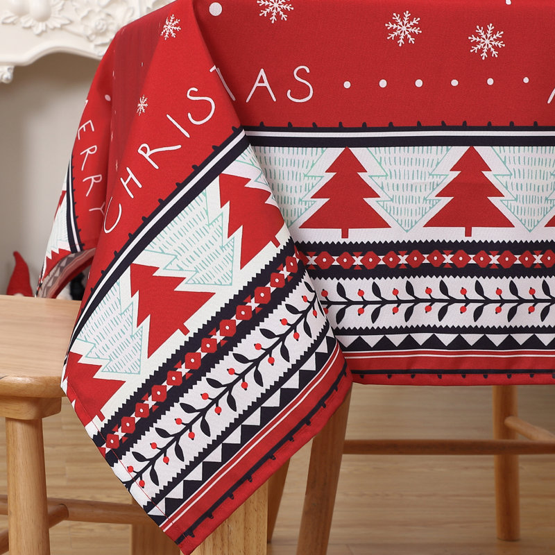 Christmas Tree Print Oxford Tablecloth 180GSM | Waterproof Wipeable Festive Cover for Dining Room, Kitchen & Holiday Parties