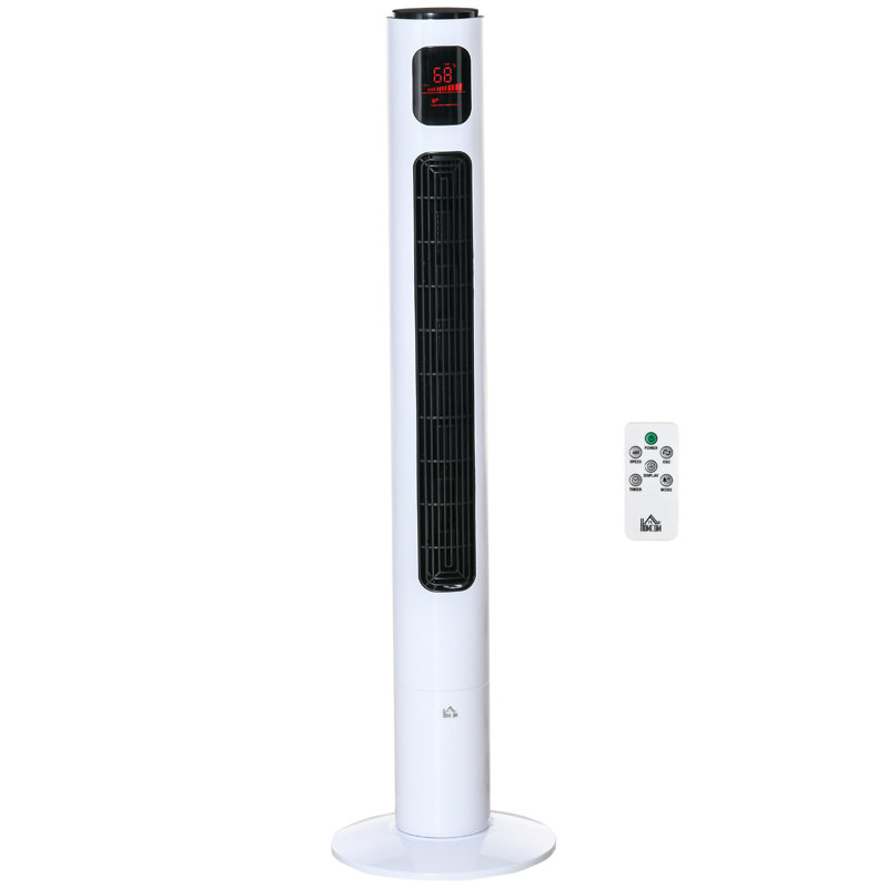 HOMCOM Freestanding Tower Fan Cooling For Home Bedroom With Oscillating, 3 Speed, 12H Timer, LED Sensor Panel, Remote Controller
