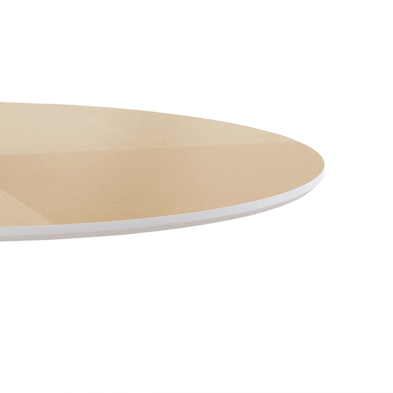 Table de salle à manger Bjarnheiur, Blanc, Naturel, H 29,33 po x l 42,13 po x P 42,13 po