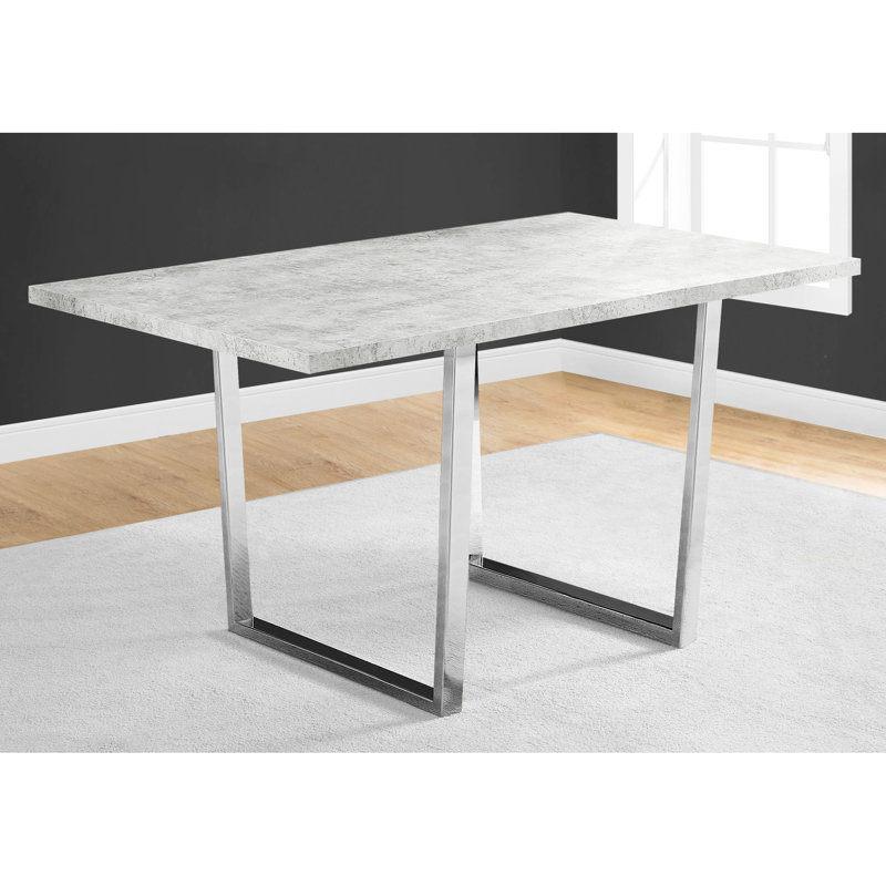 Table de salle à manger 60 po rectangulaire en stratifié gris, pieds en métal, design moderne pour la maison
