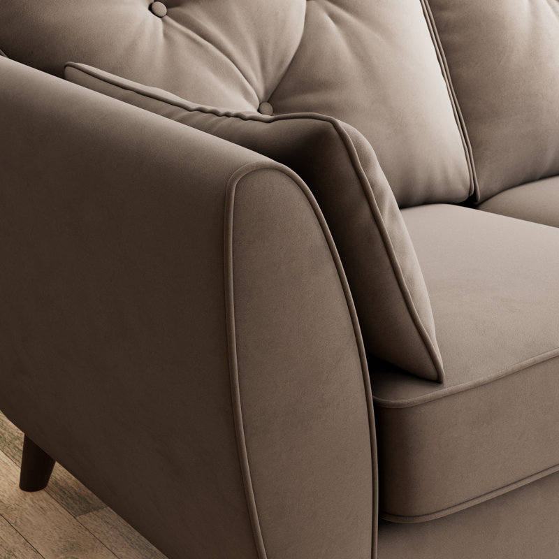 Birjesh 186Cm Fixed Sofa, Mole, Dark Brown Wood