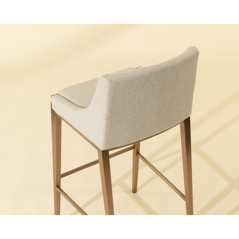Dionne Upholstered Stool with Metal Frame, Cream