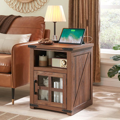 Table de bout ferme 24 po avec station de charge rustique 24 po
