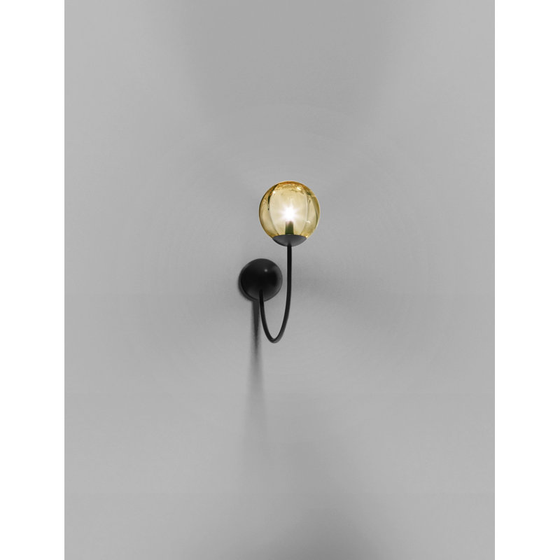 Puppet Wall Lamp P Smoky Transparent Glossy Chrome G9 Ul, Amber Transparent, Matte Black