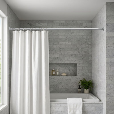 Marina 73.25" Wall Mount Shower Curtain Rod With Shower Ends