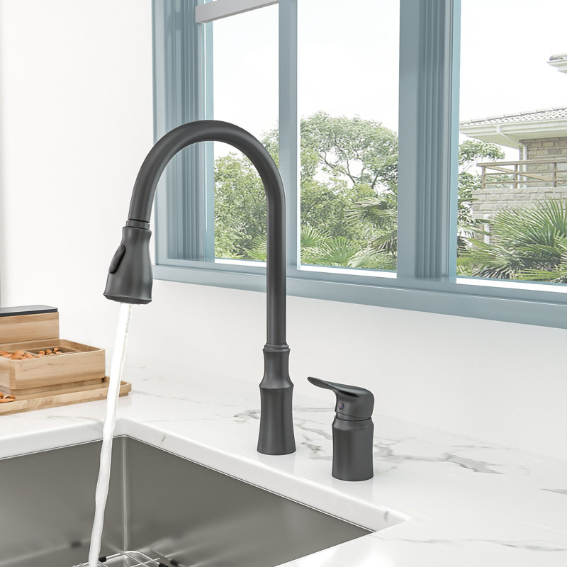 GhomeG Pull Down Touchless Kitchen Faucet, Black