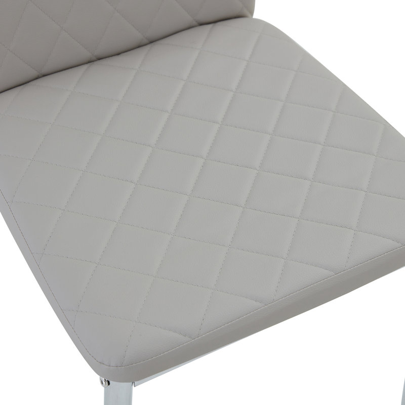 Danysha Faux Leather High Back Upholstered Dining Chair, Light Gray, 4