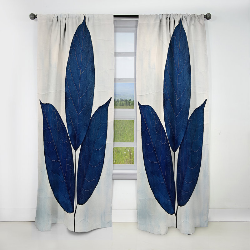 Walla - Leaves Curtain - Blackout Floral Curtain - 1 Panels, L 52 po x L 108 po