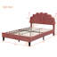 Upholstered Platform Bed With Flower Pattern Velvet Headboard,-1539026542-1539026536