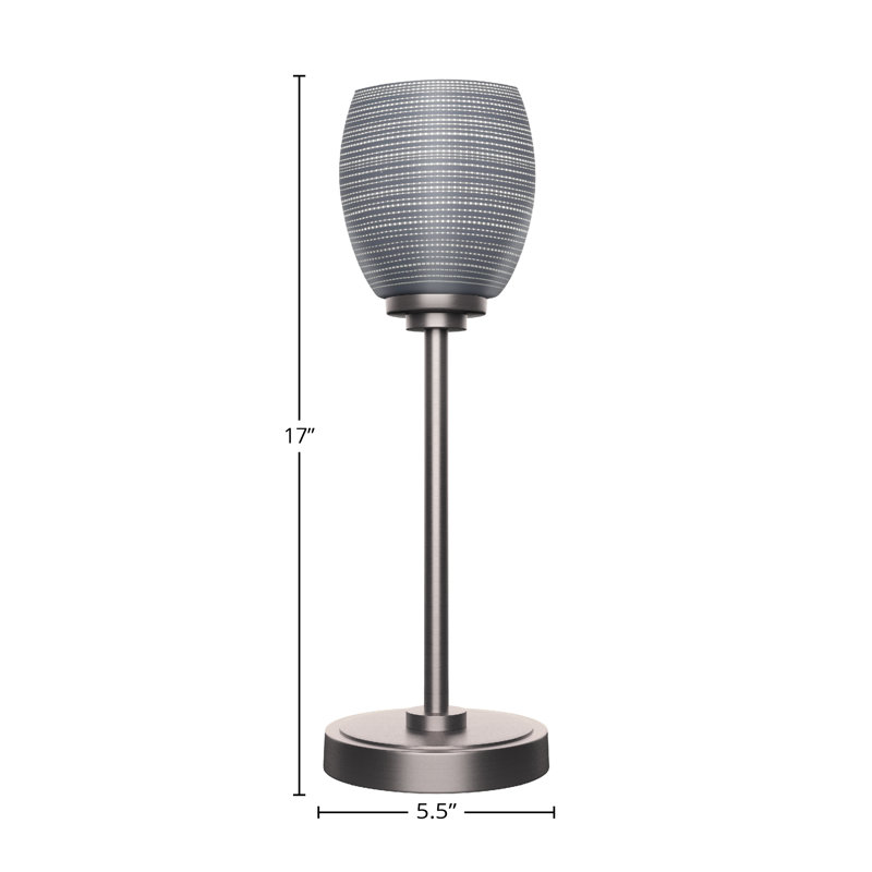 Lampe d'appoint Aneka montrée avec verre matriciel de 5 po, Gris, Graphite