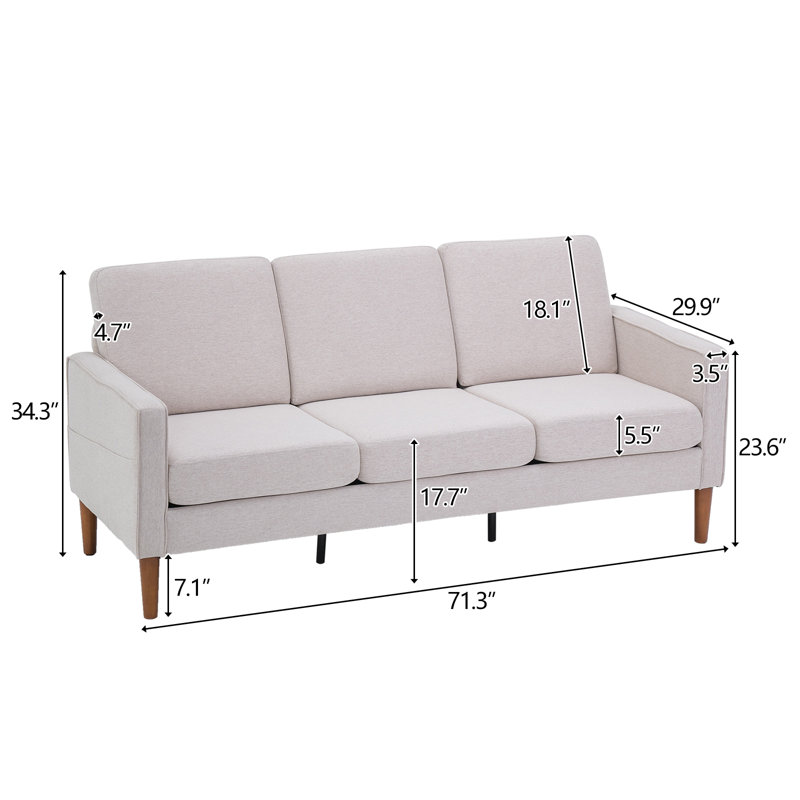 Canapé Charlies, 100% polyester blanc crème