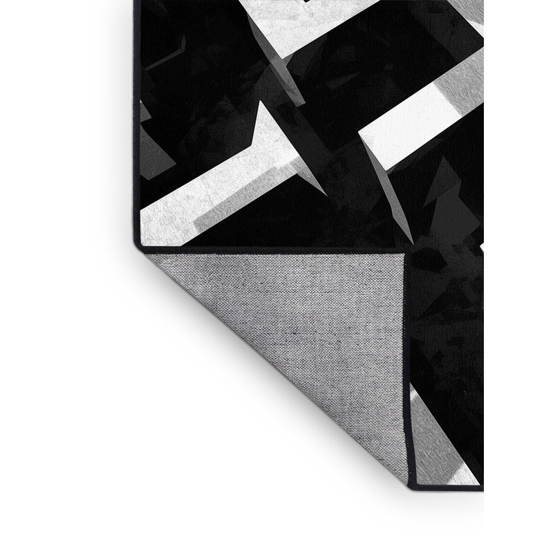 Machine Washable Paulett Modern & Contemporary Geometric Shapes Rug in Black – Black Binding, 2x4