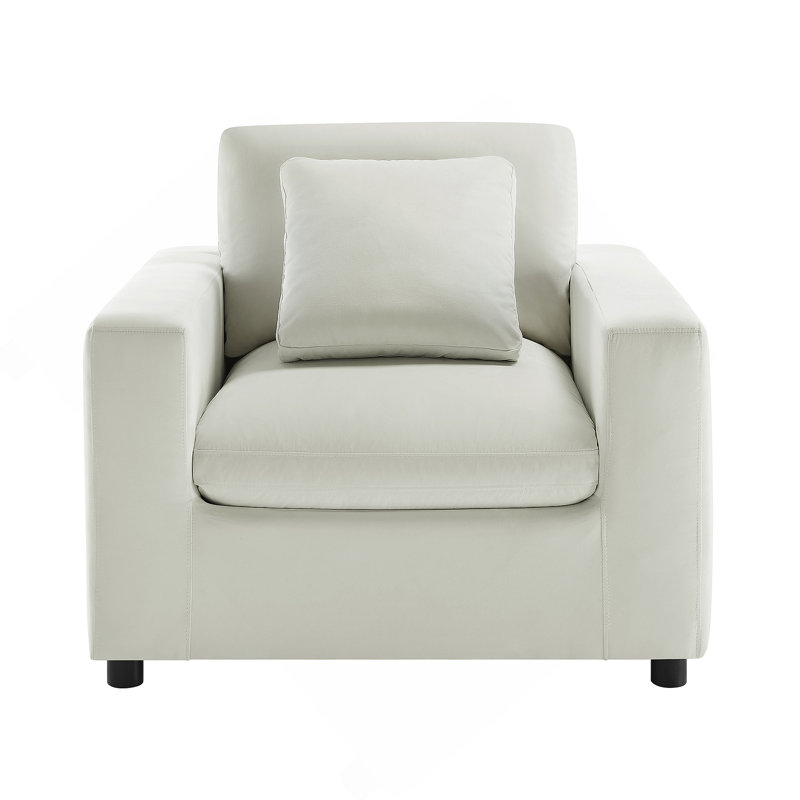 Jodina Modern Armchair, Ivory Performance Polyester