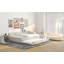 Lit plateforme tapissier avec port USB et lit gigogne simple, beige-222630640