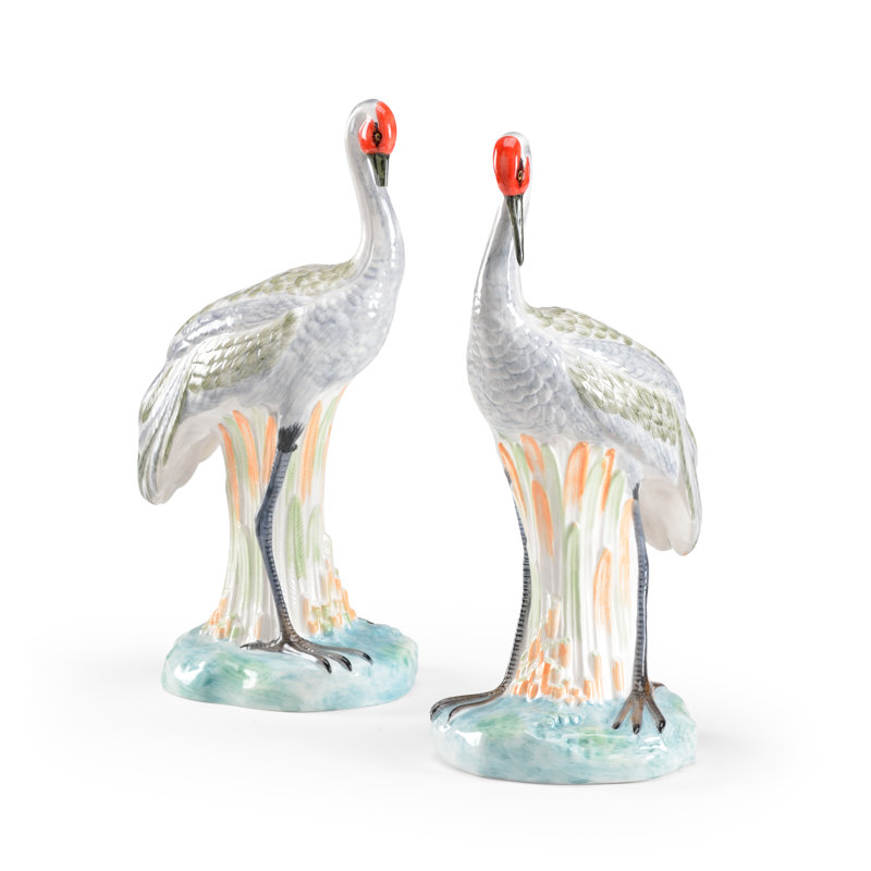 2 Piece Cranes Figurine Set