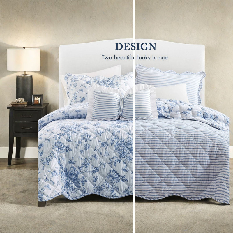 Reversible Bedding Sets, Polyester Full Queen, Cottage Floral Home
