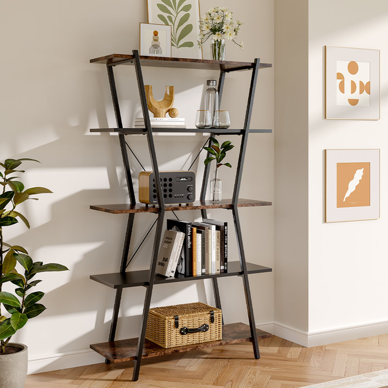 Tympanick 137.5cm H x 80cm W Iron Etagere Bookcase