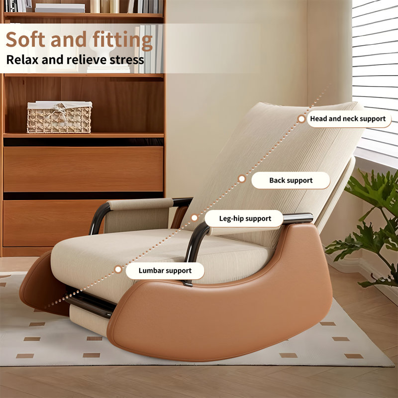 Fauteuil berçant inclinable en velours côtelé XUEGW, Beige