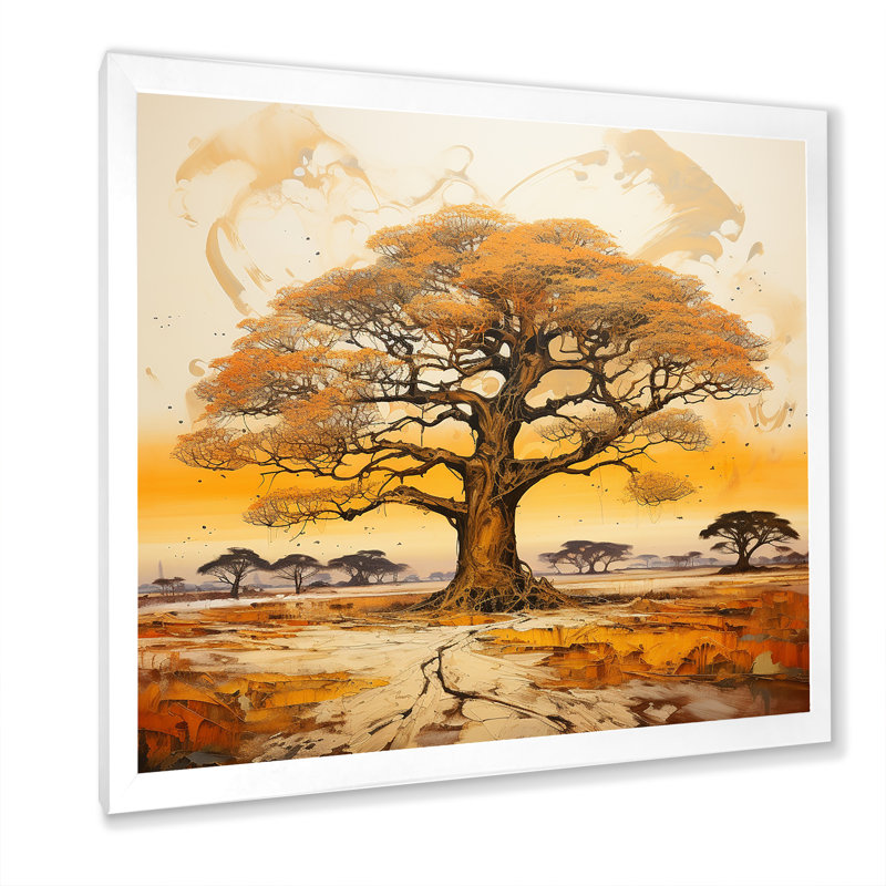Arbre sauvage d'Afrique, art mural 1, H 36 po x l 36 po, Blanc