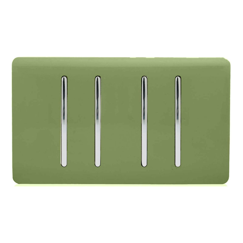 Trendi Switch 4 Gang Intermediate Rocker Light Switch, Moss Green