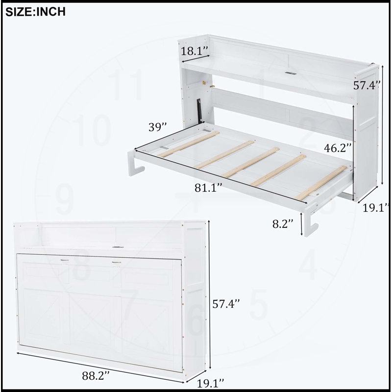 Lit escamotable simple TG avec bureau