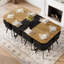 Ensemble de salle à manger 9 pièces 9 pièces avec table en panneau de fibres à densité moyenne bicolore et 8 chaises en velours noir de jais, idéal pour les cuisines familiales