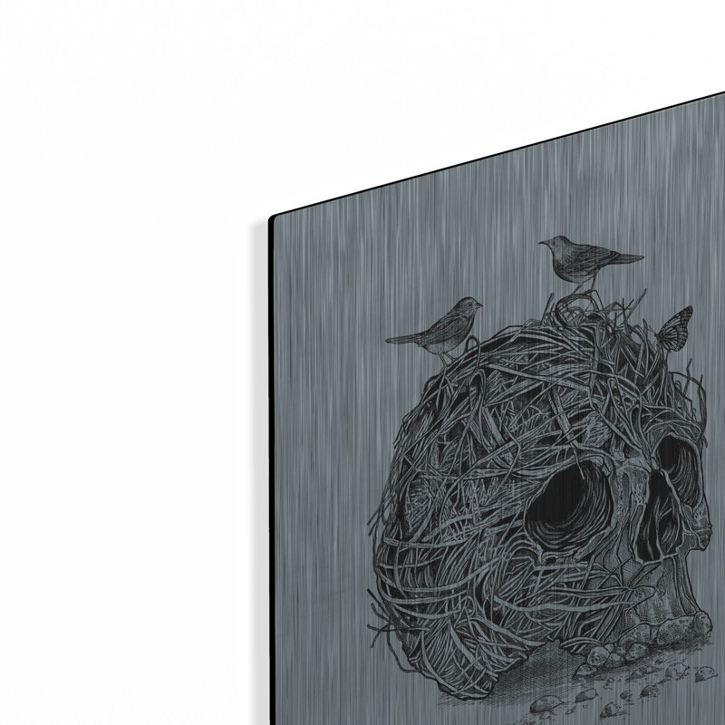 «Skull Nest», art mural en métal, H 16 po x l 12 po