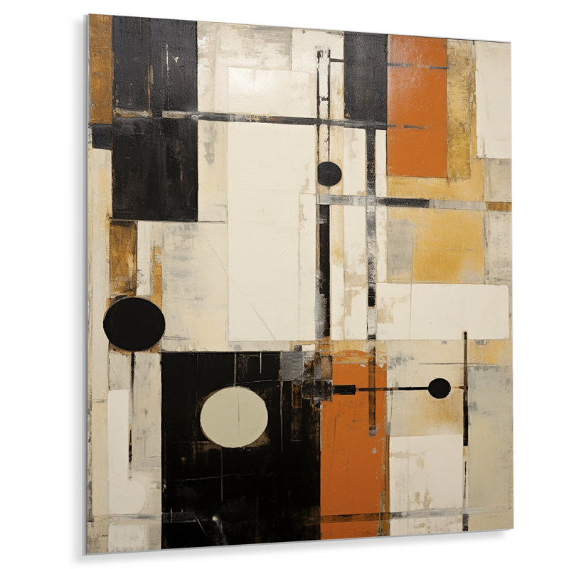 Art moderne moderne abstrait orange et beige, Pas de métal encadré, H 40 po x l 30 po x P 1,5 po