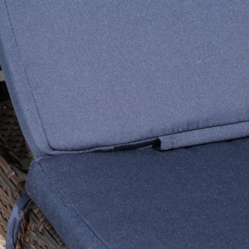 Outdoor Chaise Lounge Set , Cushion Included, Navy Blue 