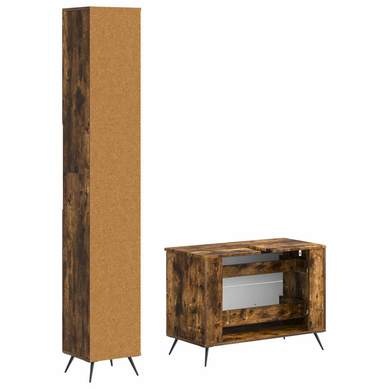 Bathroom Storage Furniture Set, Smoked Oak