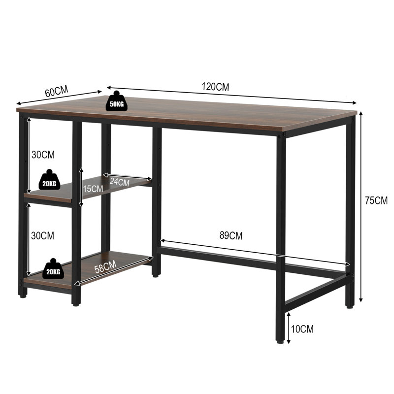 Dyersburg Metal Base Computer Desk, Rustic Brown