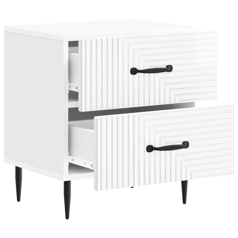 43cm W Manufactured Wood Bedside Table, High Gloss White