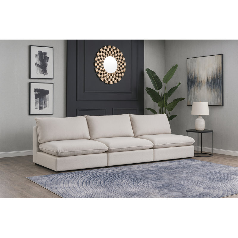 Tupman Durable Linen Modular Sofa, Beige Linen Textured Fabric