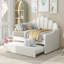 Full Size Upholstery Daybed Frame With Shall Shaped Backrest And Trundle